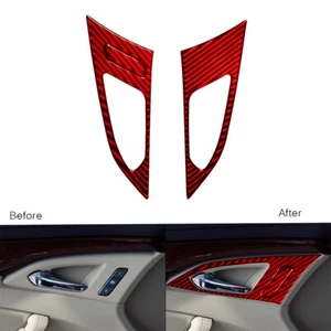 3Pcs For Cadillac CTS 08-22 Red Carbon Fiber Front Door Handle Bowl Panel Trim - Bild 1 von 11