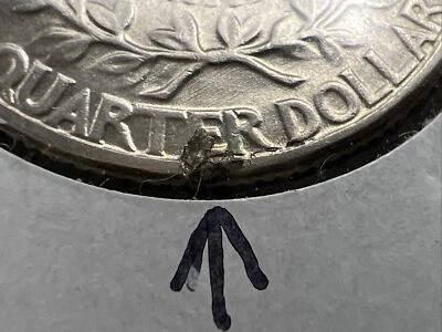 1939 P 25c Washington Silver Quarter Coin AU With Planchet Flaw Error - Image 1 of 4