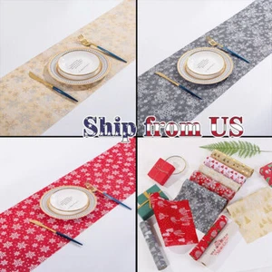 Glitter Snowflake Print Placemats Dining Table Runner 11" x 108" Pad Decor Gift - Picture 1 of 15