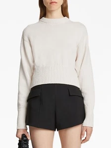 PROENZA SCHOULER Cropped Rib Knit Linen Cotton Crew Sweater SSENSE M NWT $890 - Picture 1 of 18