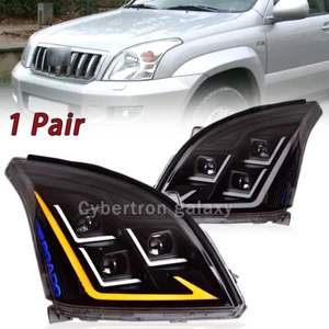 Pair LED Front Lamps for TOYOTA Prado FJ120 LC120 LED Headlights 2003-2009 black - Picture 1 of 8