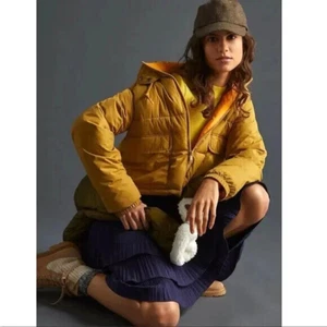 Anthropologie Pilcro Utility Puffer Jacket Coat XXS NWT Mustard gold yellow - Picture 1 of 6