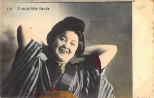 J3B101: UN PICCOLO GISHA SAUCY: 1910 CARTOLINA FOTOTIPO - Foto 1 di 2