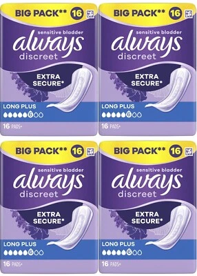 Always Discreet Sensitive Bladder Incontinence Pads Long Plus Pad Thin - 64 Pack - Image 1 of 4
