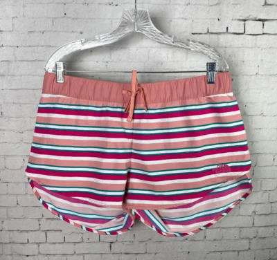 Pantalones cortos North Face grandes para mujer a rayas rosas con bolsillo para llaves (A6) Foto 1 de 4