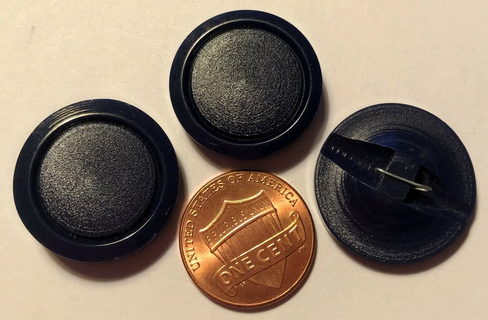 3 Retro Dark Navy Blue Plastic Shank Buttons 7/8" 22.6mm 9808 - Image 1 of 1