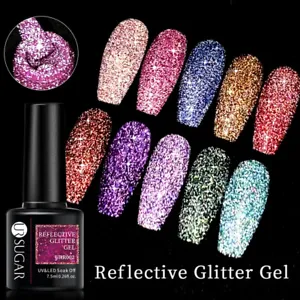 UR SUGAR Reflective Glitter Gel Polish Soak Off Nail Gel Varnish Flashing Effect - Picture 1 of 39