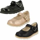 Girls Clarks Smart Casual Leather Buckle Everyday Shoes Crown Honor