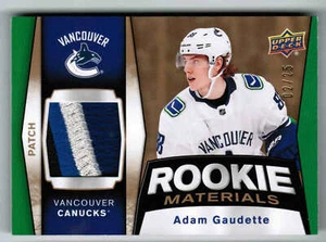 18/19 2018 UD SERIES 2 ADAM GAUDDETTE RM-AG ROOKIE PATERIALS PATCH /25 CANUCKS - Picture 1 of 2
