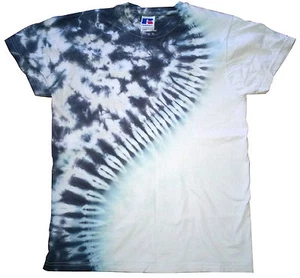 T-SHIRT MAGLIETTA "BLACK WAVE" Tie Dye Bianco nero Edizione Limitata - Imagen 1 de 1