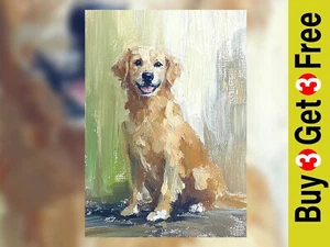 Happy Golden Retriever 5 Zoll x 7 Zoll Druck auf mattem Papier | Bezauberndes Haustierporträt - Bild 1 von 18