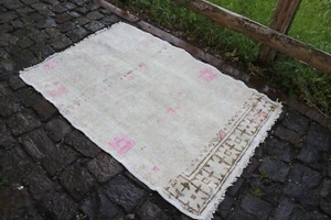 Vintage Handmade Turkish Large Bathroom Area Rug Carpet, 4'x2'7" - Picture 1 of 6