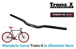 0081 - Manubrio Curvo Tranz-X Alluminio Nero per Bici 26-28 Fixed Scatto Fisso - Foto 1 di 1