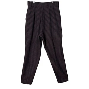 Vintage Memphis High Waisted Pants Jr. Women 9 Plaid MOM Style Pleated Retro - Picture 1 of 10