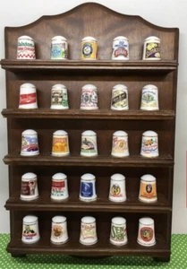 Franklin Mint The Country Store Thimble Set Of 25 Display Gold Trim Set - Picture 1 of 4
