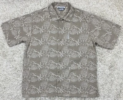 Camisa de campamento Columbia con botones para hombre grande beige floral hawaiana manga corta Foto 1 de 4