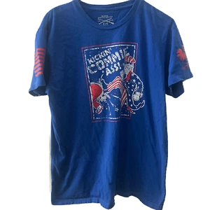 Kickin' Commie Ass Uncle Sam T-Shirt by Grunt Style, Men's XL, Blue, US Veterans - Picture 1 of 6