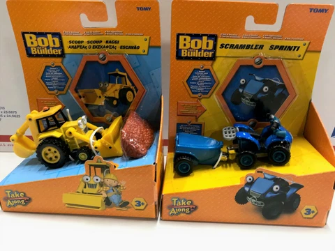 Bob the Builder Take Along SCOOP and SCRAMBLER die-cast vehicles by TOMY - New Cover