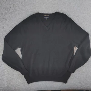 Club Room Luxury Cashmere Sweater Mens Large Black Pullover V Neck Soft Hole - Picture 1 of 24