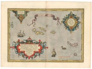 1584 Ortelius Old Color Map of the Azores 'Acores Insulae' - Picture 1 of 2