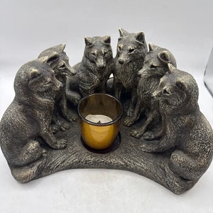 Windstone Editions Wolf Council Votive Candle Holder Wolves with Tags - Picture 1 of 9