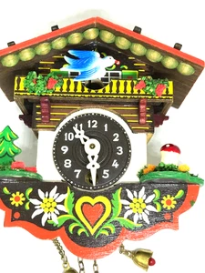 Vintage 70er Jahre Kuckuck Wanduhr klein 5" x 3" - Bild 1 von 9