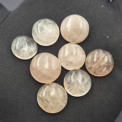 Natural Golden Rutile Quartz Round Cabochon Gemstone Lot 14-17 MM 97 CT 8 Pcs - Image 1 of 3