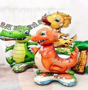 Dinosaur Foil Balloons Air Baloons Children Birthday Party T-REX RAPTOR DINO UK - Picture 1 of 2