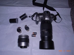Nikon Lot: N-55 Camera + Tamron AF Tele-Macro Lens 75-300mm + Kit 28-80mm + Film - Picture 1 of 10