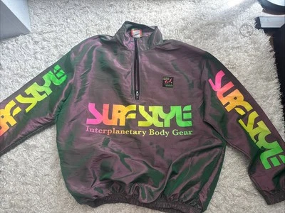 Vintage Surf Style Windbreaker Jacket S Iridescent 1/4 Zip Deadstock NEW T398 - Image 1 of 4