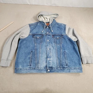 Levis Jeansjacke Herren 2XL XXL Blau Jeans Hoodie Knopfleiste Trucker Medium Wash * - Bild 1 von 13