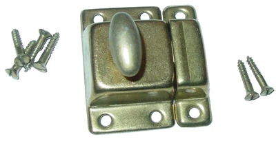 Vintage Cabinet Cupboard Oval Turn Latch Catch Shabby Pressed Metal Hardware - Image 1 of 4