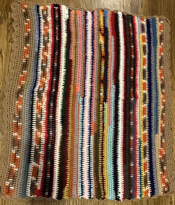 Multicolor Hecho a Mano Granny Core Crochet Tiro Afgano, 36”x 33-1/2”, Borde de Vieira Foto 1 de 4