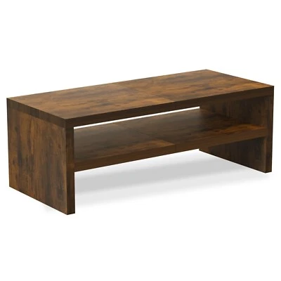 Wooden 2 Tiers Desktop Monitor Stand Riser 20 Inch Printer Stand with Storage  - Image 1 of 4