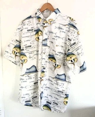 Michael Austin Rugged Wear Men's Graphic Button Down Short Sleeve Shirt Size XL - Image 1 of 4