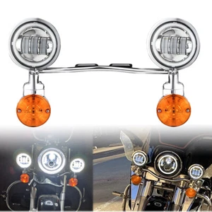LED Passing Spot Lamp Turn Signal Light Bar For Harley Sportster XL Dyna Softail - Picture 1 of 12