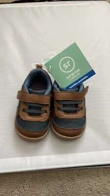 Sapatos ajustáveis Stride Rite meninos criança tamanho 3 marrom e azul - Imagem 1 de 4