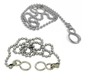 REPLACEMENT CHROME 12" 18" SINK BASIN BATH BALL PLUG CHAIN AND S HOOK ENDS - Picture 1 of 8