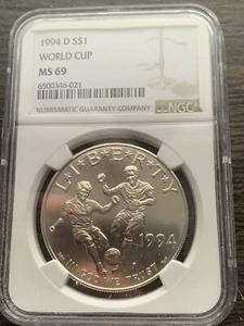 1994-D World Cup $1 NGC MS 69 Modern Commemorative Silver Dollar - Picture 1 of 6