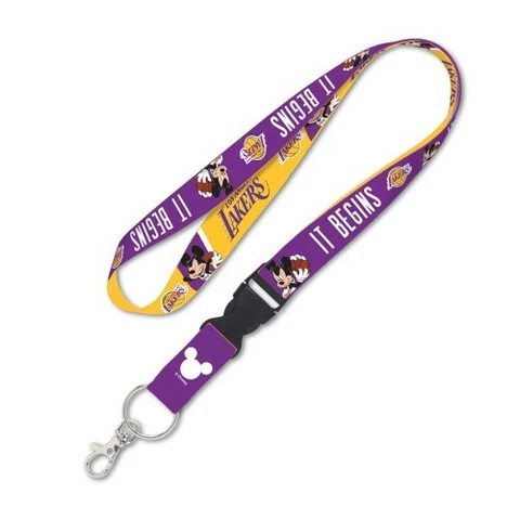 LOS ANGELES LAKERS MICKEY MOUSE LANYARD KEYCHAIN W/ DETACH BUCKLE 1" W 22" L Cover