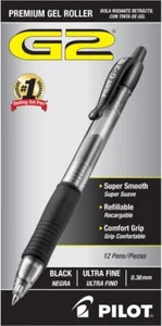 , G2 Premium Penne a Rullo in Gel, Punta Ultra Fine 0,38 Mm, Confezione da 12, Nero - Foto 1 di 8