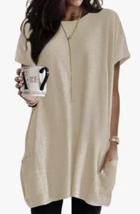 NEW Poetsky Summer Women's Tunic Tops for Leggings with Pockets Size Medium - Picture 1 of 1
