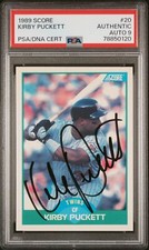 1989 Score #20 Kirby Puckett Signed Auto Card PSA DNA Authentic Auto Grade 9 