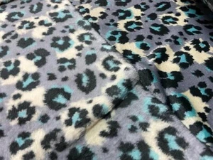 Black, Blue, Grey, Beige Printed Blanket Fleece Fabric - Picture 1 of 6