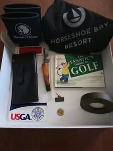 Junk drawer Men's Lot Golf PGA Tag Marker Towel  New Koozies Travel Bar Tool etc - Picture 1 of 5