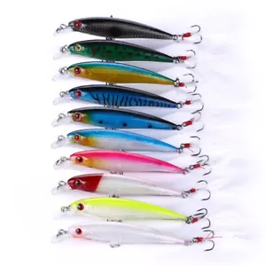 10pcs 9cm/8g Trolling Bait Minnow Fishing Lure Bass Crankbait Tackle Wobbler - Picture 1 of 12