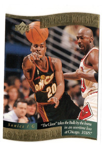 1997-98 Collector's Choice Gary Payton Memorable Moments #9 w/ Jordan Sonics NM