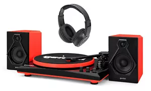 Gemini TT-900BR Vinyl Record Player Turntable+Dual Bluetooth Speakers+Headphones - Picture 1 of 12