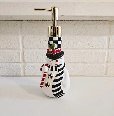 NEW MacKenzie Childs Charming NOSTALGIA SNOWMAN SOAP DISPENSER Hand-Painted - Image 1 of 4