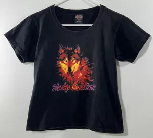 Vintage Holoubek Harley Davidson Wolf Georgia Grafik T-Shirt Gr. S CROP - Bild 1 von 6